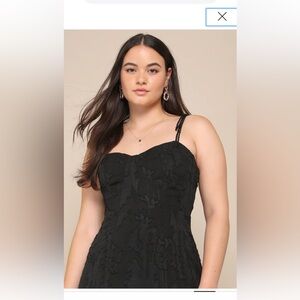 Lulu's Black Midi Dress with Floral Appliqué - XXL Fair Condition